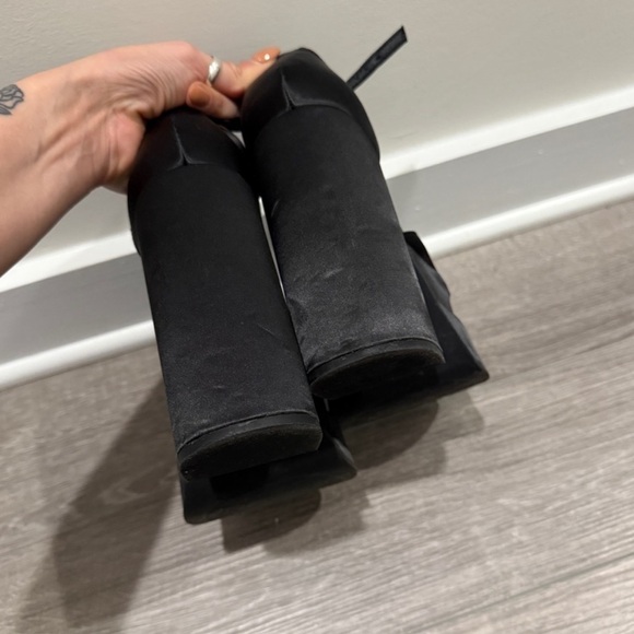 Steve Madden Charlize Black Satin Platform Heels | Size 6.5 - Picture 7 of 11
